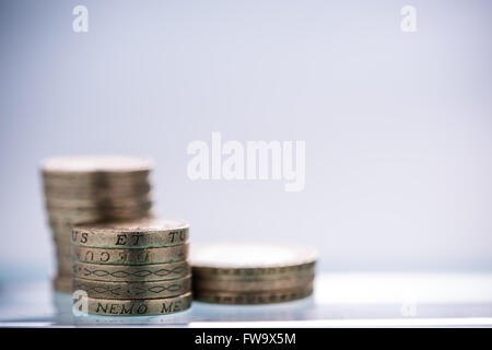 British Pound coins pile, copy space Stock Photo