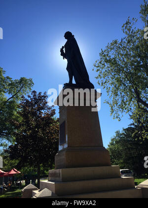 The statue of Canada's first Prime Minister Sir John A. MacDonald stands in City Park in Kingston, Ont., on Sept. 27, 2015. Stock Photo