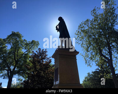 The statue of Canada's first Prime Minister Sir John A. MacDonald stands in City Park in Kingston, Ont., on Sept. 27, 2015. Stock Photo