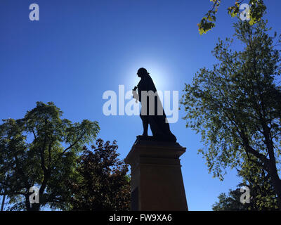 The statue of Canada's first Prime Minister Sir John A. MacDonald stands in City Park in Kingston, Ont., on Sept. 27, 2015. Stock Photo