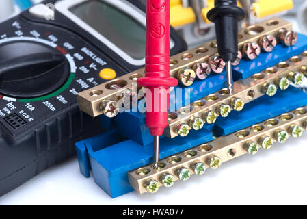 electrical equipment, switches and probes measuring device Stock Photo