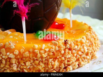Traditional easter cake with almonds and fruit Stock Photo