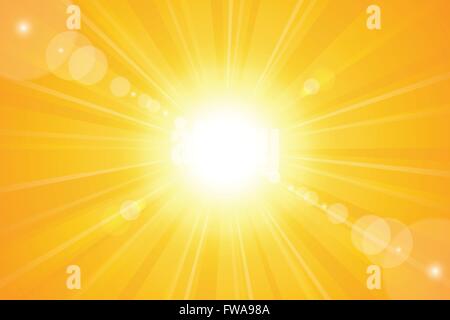 Bright sunny days sunset sky orange background for illustrations. Stock Vector