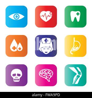 vector color medical icons set on white Stock Vector