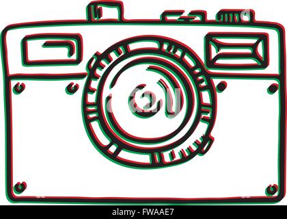 Doodle photo camera. Vector hand draw illustration. Stock Vector