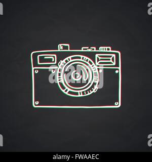 Doodle photo camera. Vector hand draw illustration. Stock Vector