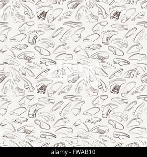 Vector seamless pattern of variety men shoes. Stock Vector