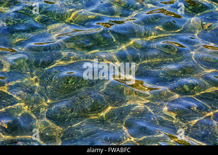 HD seamless background, crystal clear sparkling sea waters with sun beams reflections Stock Photo