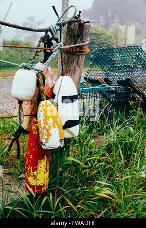 Buoys and Lobster Traps, Grand Manan, New Brunswick, Canada Stock Photo