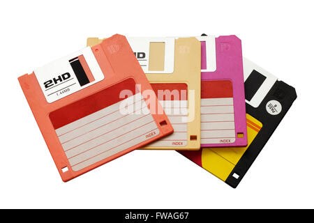Stack of floppy disk in various colors Stock Photo