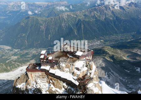 Lower viewing platform at  Aiguille du Midi, Chamonix, Haute-Savoie, France. Stock Photo