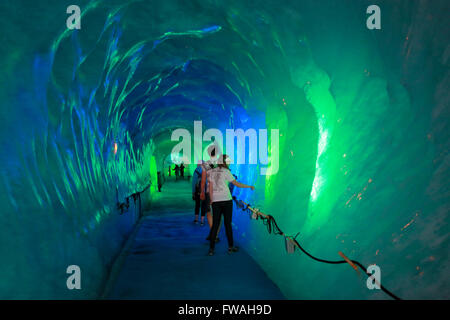 The ice caves inside Mer de Glace glacier, Montenvers, Chamonix, Haute-Savoie, France. Stock Photo