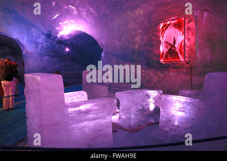 The ice caves inside Mer de Glace glacier, Montenvers, Chamonix, Haute-Savoie, France. Stock Photo