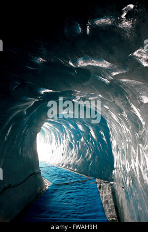 The ice caves inside Mer de Glace glacier, Montenvers, Chamonix, Haute-Savoie, France. Stock Photo