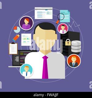 career in IT technology CIO chief information officer to administrator staff and programmer Stock Vector
