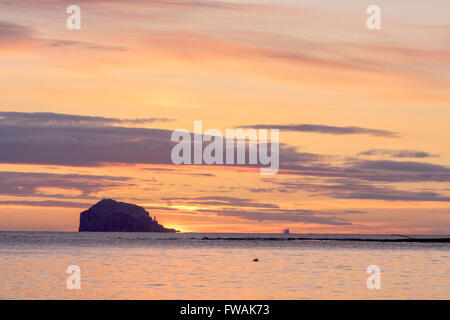 Sunrise over Bass Rock, East Lothian, Scotland, March 29th 2016 Stock Photo