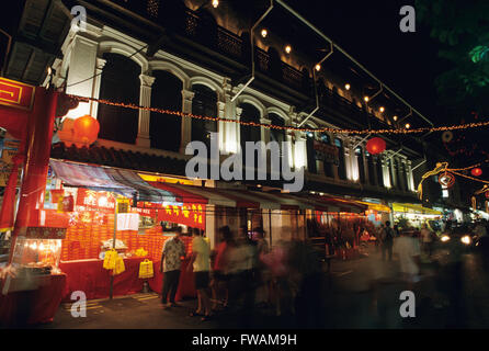 Singapore, City scene, Chinatown at night Stock Photo
