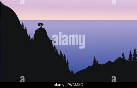 Silhouette of forest on the mountain Stock Vector