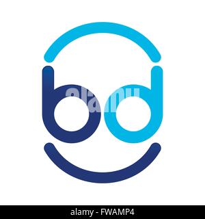 BD Initials Fun Smile Stock Vector