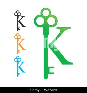 Initial K Old Key Stock Vector