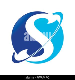 Initial S Global Circle Satellite Stock Vector