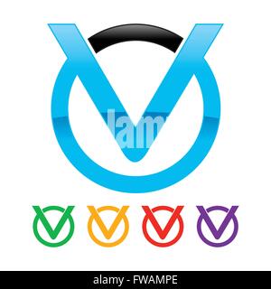Initial V Circle Icon Mark Template Stock Vector