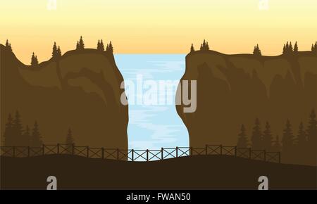 View of big waterfall Stock Vector
