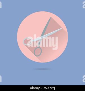 Scissors Flat Design Long Shadow Vector Icon Stock Vector