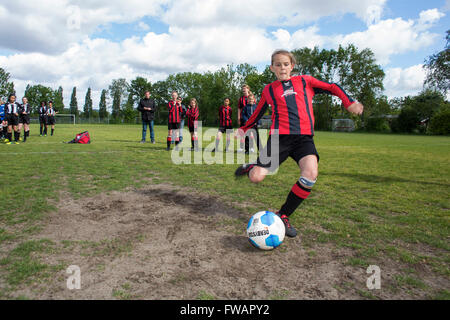 Girls playing football in Holland