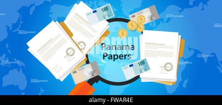 panama papers leaked document money laundering crime Stock Vector