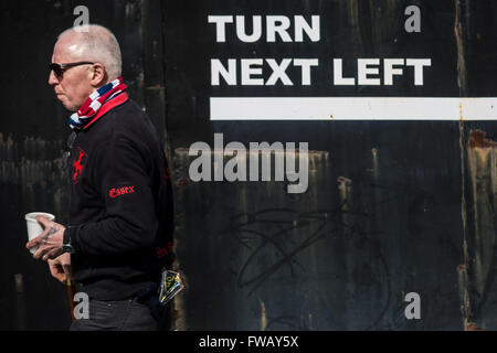 Port of Dover, Kent, UK. 2nd April, 2016. Far-Right and British Nationalist groups march and rally at Port of Dover in a heavily policed protest against on-going migration and refugee seekers to UK Credit:  Guy Corbishley/Alamy Live News Stock Photo