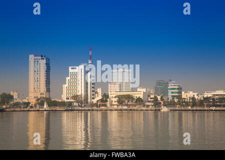 View over the Han River on downtown Da Nang, Central Vietnam, Vietnam Stock Photo