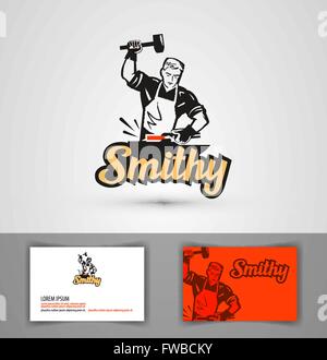 blacksmith vector logo. forge or forging icon Stock Vector