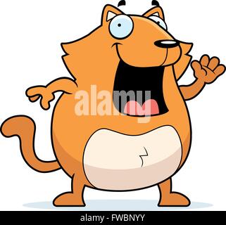 A happy cartoon cat waving and smiling. Stock Vector
