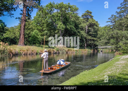 Barge on the River Avon in Christchurch, Canterbury, South Island,  New Zealand Stock Photo