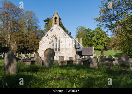 Llantysilio church dedicated to St Tysilio who lived in the 7th century the church has existed since the 15th century Stock Photo