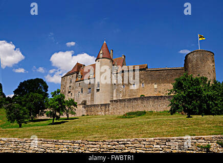 French castle of Chateauneuf in Burgundy Stock Photo