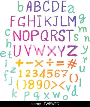 Vector alphabet. Hand drawn letters. Letters of the alphabet written with a crayons. Vector illustration. Stock Vector