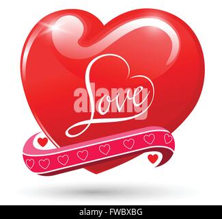 abstract red glossy heart vector illustration Stock Vector Image & Art ...