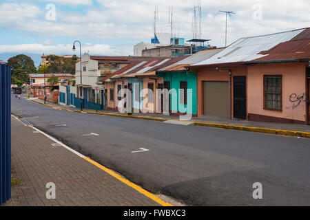 Homes along Avenida San Martin a rough neighbourhood in San José, San José Province, Costa Rica. Stock Photo