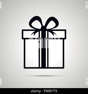 Gift simple black icon with shadow Stock Vector