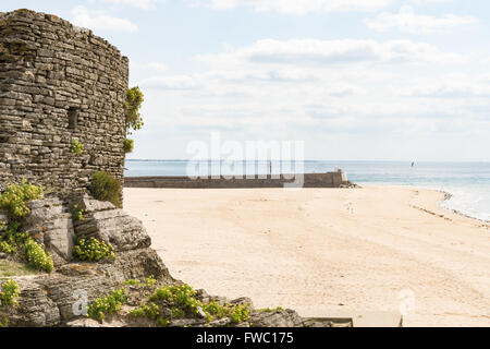 the empty Beach of Barneville Carteret, France, Normandy Stock Photo