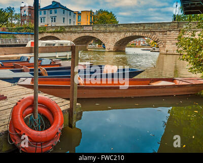 Punts At Folly Bridge  Oxford UK Stock Photo