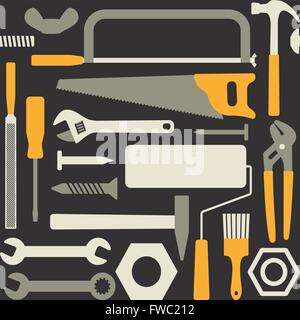 Vector seamless pattern background with various tools Stock Vector