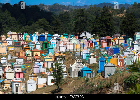 Mausoleums and graves at the town cemetery, Chichicastenango, Guatemala. Stock Photo