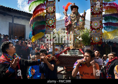 Chichicastenango, Quiche, Guatemala, Central America. Processions of Festival of Santo Thomas.  On Easter Sunday The Comrades (C Stock Photo