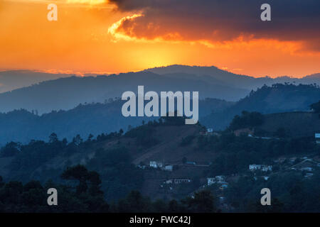 Sunset in the mountains near Chimaltenango, Guatemala. Stock Photo