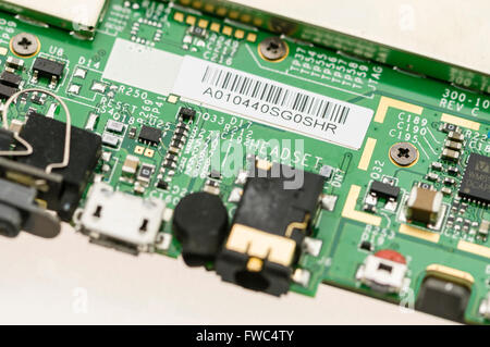 Headset socket connector on the circuit board of an Amazon Kindle e-Reader Stock Photo