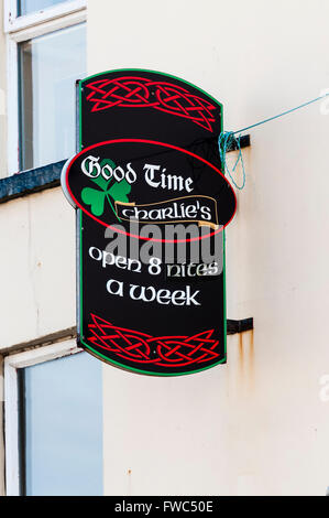 Sign outside 'Good Time Charlie's' night club, advertising that it is open 8 nites a week. Stock Photo