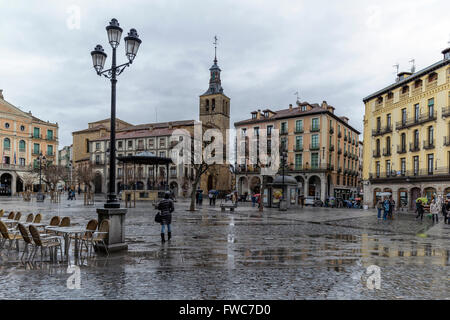 Church of San Miguel and Plaza Mayor, Segovia, Spain Stock Photo